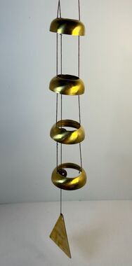 Brass Hanging Wind Chimes 30" long Peaceful Serene Garden Home‎ Decor